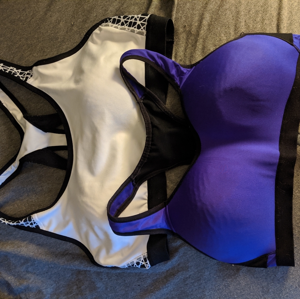 Pack of Two White and Purple Sports Bras